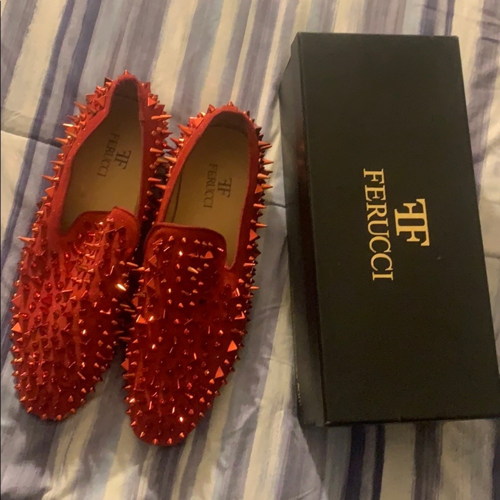 Red Ferucci spiked loafers